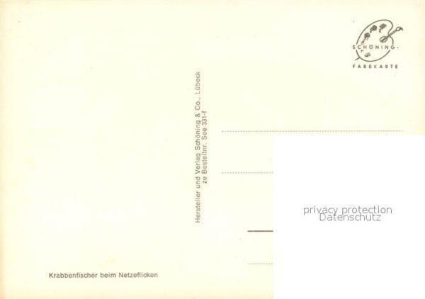 Fischerei Krabbenfischer beim Netzeflicken – Bild 2