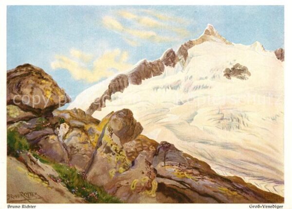 Kuenstlerkarte Bruno Richter Nordwestgrat des Gross-Ve