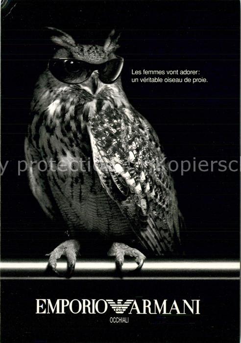 Eulen Owl Hibou Chouettes-- Sonnenbrille Werbung Emporio Armani