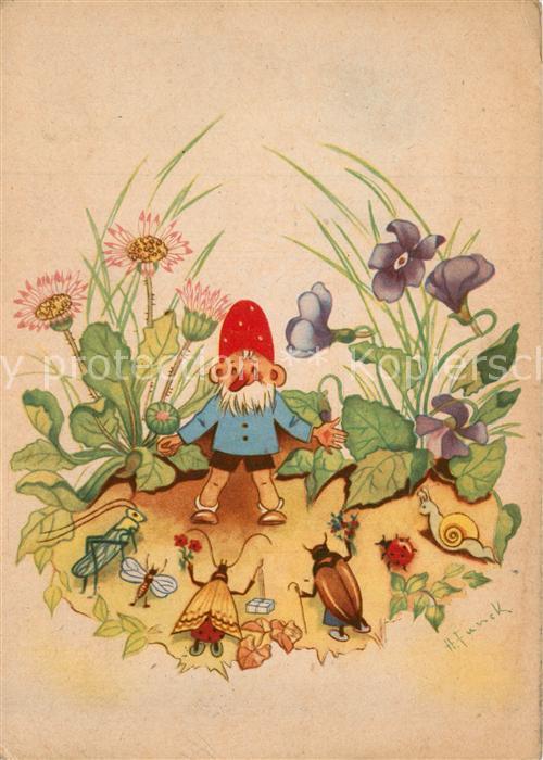 Zwerge Dwarfs Nains Schnecke Maik?fer Marienk?fer Heuschrec