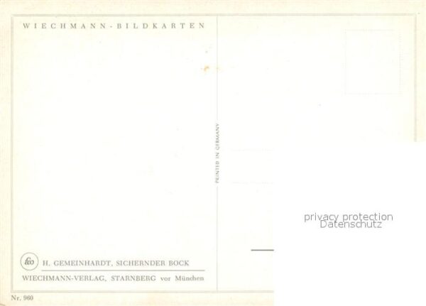 Kuenstlerkarte H. Gemeinhardt Sichernder Bock Wiechman – Bild 2