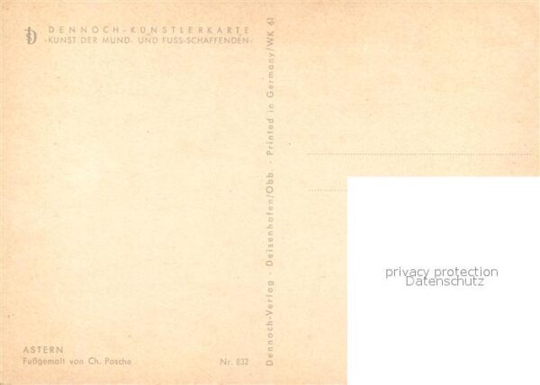 Kuenstlerkarte Fussgemalt Ch. Pasche Astern Dennoch-Ve – Bild 2