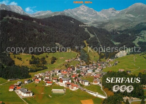 Serfaus Tirol Fliegeraufnahme Seilbahn zum Kölner Hau