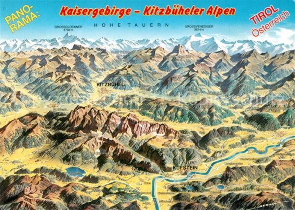 Kaisergebirge Kitzbüheler Alpen Panoramakarte