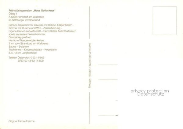 Henndorf Wallersee Haus Gollackner Frühstückspension – Bild 2