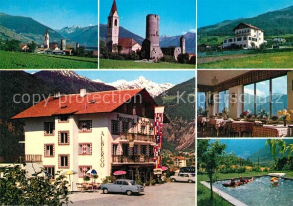 Mals Suedtirol Ortsansicht mit Kirche Gasthof Pension