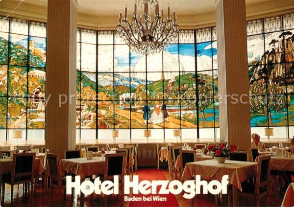Baden Wien Hotel Herzoghof Restaurant Glasgemälde