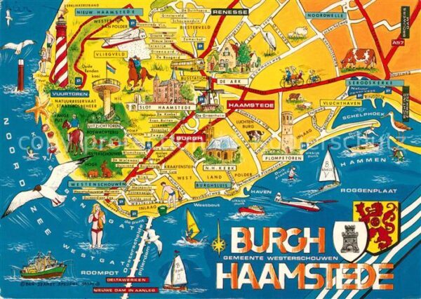 Burgh Haamstede Küste Landkarte mit Sehenswürdigkeiten