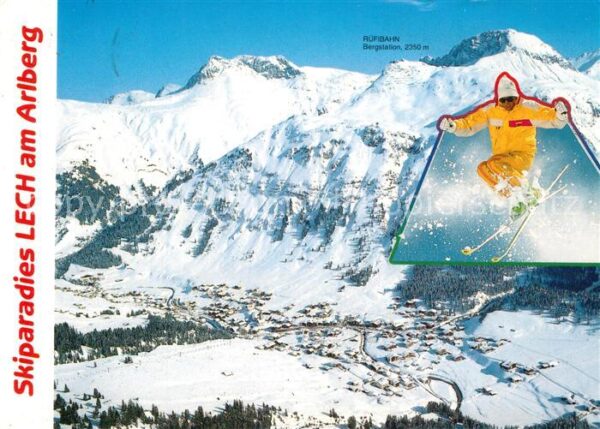 Lech Vorarlberg Rüfibahn Bergstation Skifahrer Skiparad