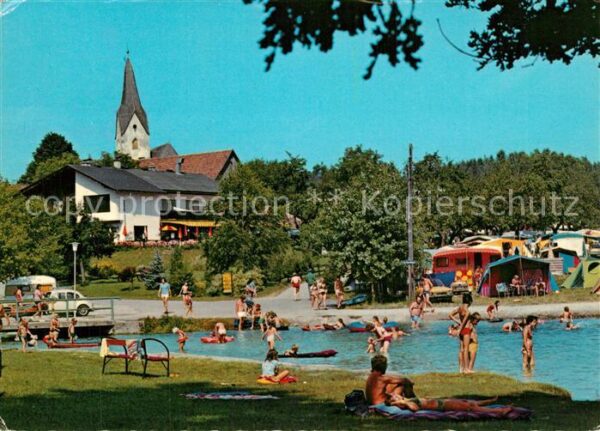 Faak am See Finkenstein Campingplatz am See Badestrand Blick zu