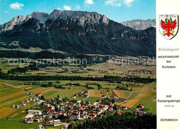 Niederndorf Kufstein mit Kaisergebirge Fliegeraufnahme