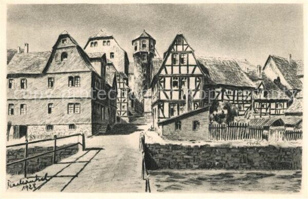 Lauterbach Hessen Ankerturm nach Kohlezeichnung von Winke