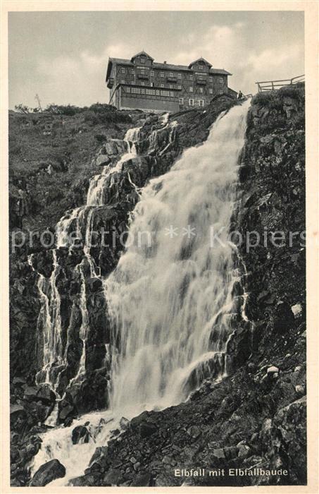 Elbfallbaude Riesengebirge Elbfall Wasserfall Silesia Karte Nr. 23