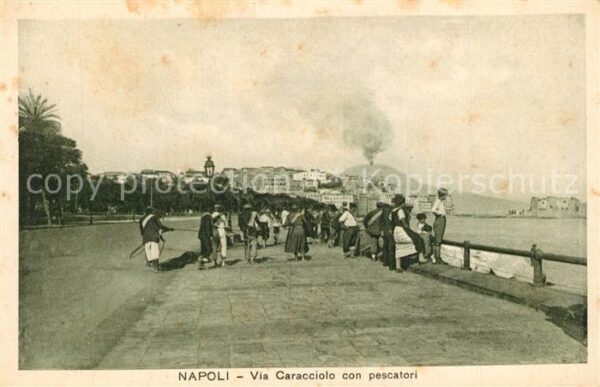 Napoli Neapel Via Caracciolo con pescatori