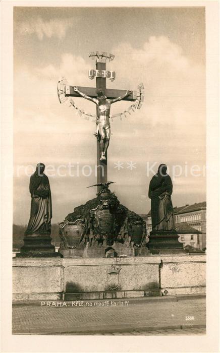 Praha Prahy Prague Kriz na moste karla IV Kreuz auf der Ka