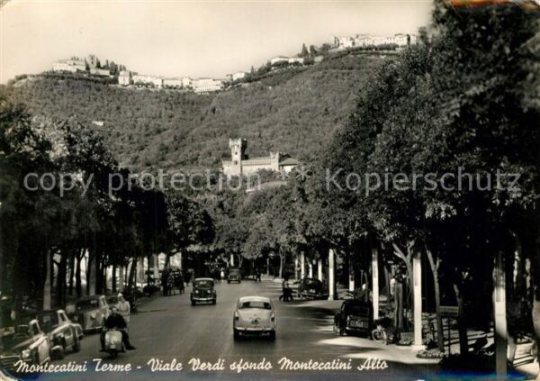 Montecatini Terme Viale Verdi sfondo Montecatini Alto