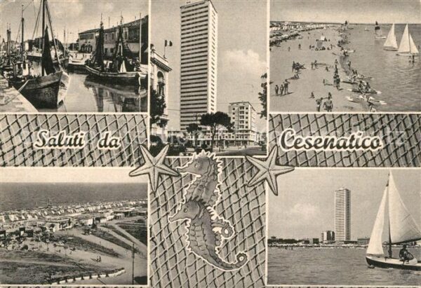 Cesenatico Hafen Strand Hochhaus Panorama