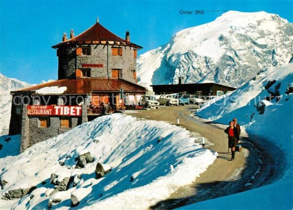 Stilfserjoch Passo dello Stelvio Tibet Hütte mit Ortler
