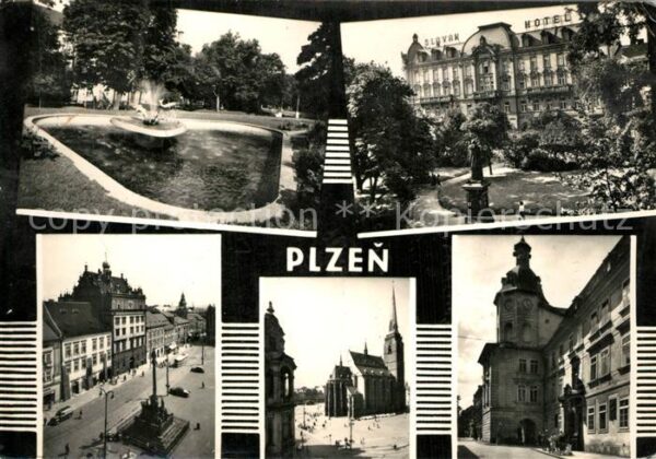 Plzen Pilsen Park Brunnen Hotel Innenstadt Kirche