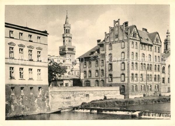 Opole Oppeln Oberschlesien Fragment miasta nad kanalem Stadtpartie