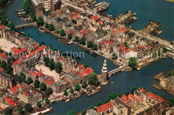Amsterdam Niederlande Montelbaanstoren en omgeving luchtopnam