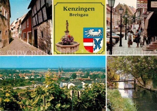 Kenzingen Gasse Innenstadt Brunnen Wappen Bachlau