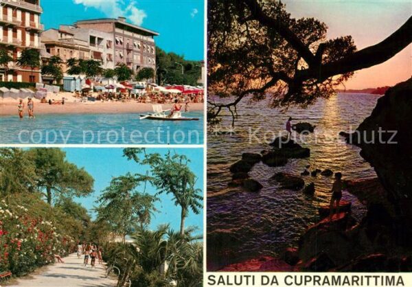 Cupramarittima Strand Promenade Abendsonne am Meer
