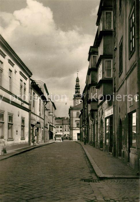 Moravska Trebova Strassenpartie mit Blick zum Rathaus Re