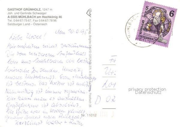 Muehlbach Hochkoenig Gasthof Gr?nholz – Bild 2