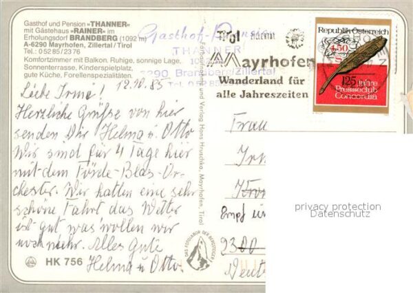 Mayrhofen Zillertal Gasthaus Pension Thanner G?stehaus-Rain – Bild 2