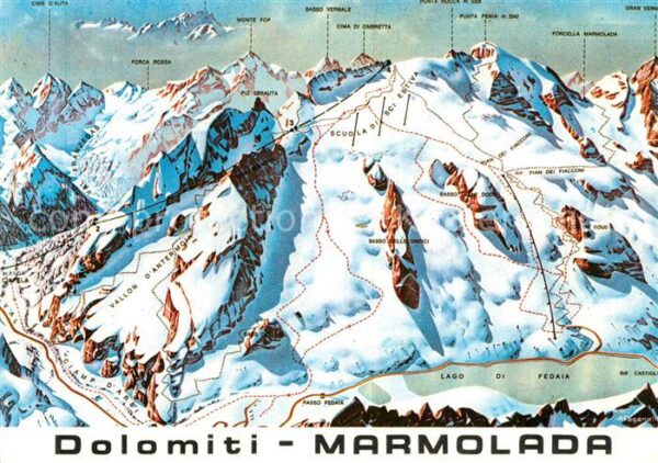 Marmolada Panoramakarte mit Lago di Fedaia