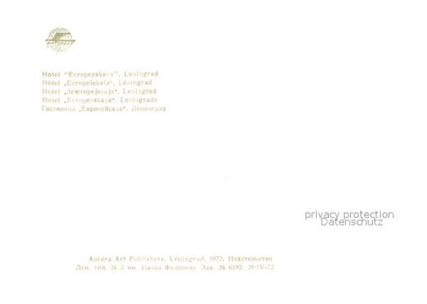Leningrad St Petersburg Hotel Jewropejskaja – Bild 2