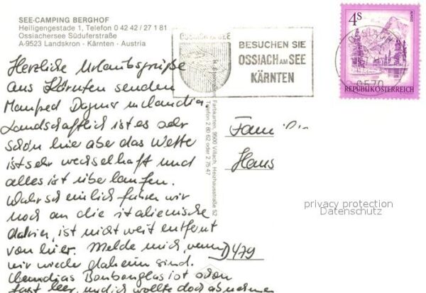 Landskron Kaernten See Camping Terrassen Berghof Fliegerau – Bild 2