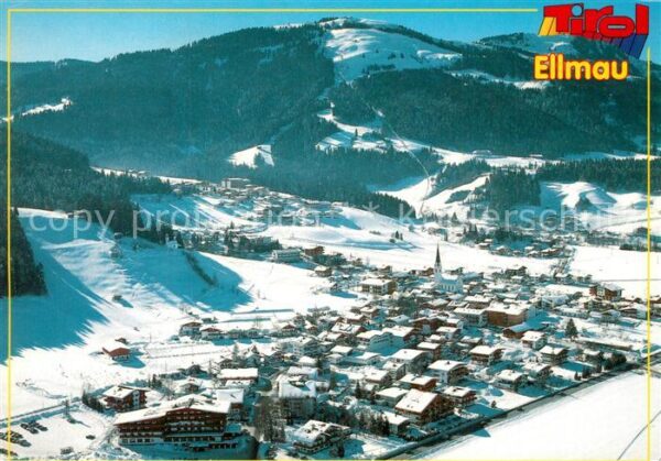 Ellmau Tirol Fliegeraufnahme mit Kaisergebirge