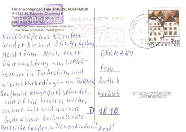 St Kanzian Klopeiner See Ferienwohnungen Fam Presslauer Mori – Bild 2