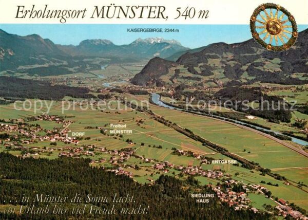 Muenster Tirol Fliegeraufnahme mit Kaisergebirge
