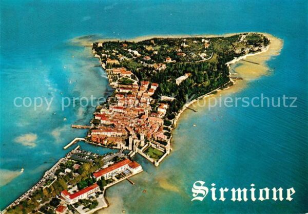 Sirmione Lago di Garda Penisola di Sirmione Fliegeraufnahme
