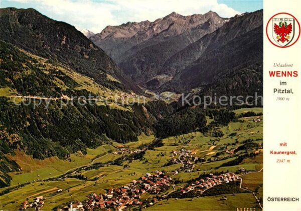 Wenns Pitztal Tirol Fliegeraufnahme mit Kaunergrat