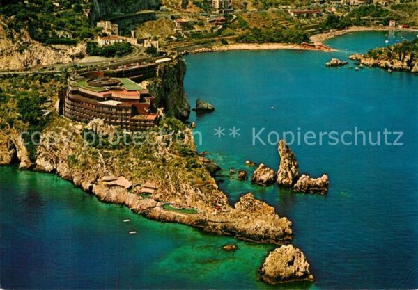 Taormina Sizilien Fliegeraufnahme Capo Taormina