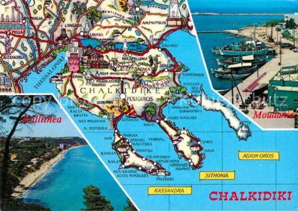Chalkidiki Strand Inselkarte Moudania