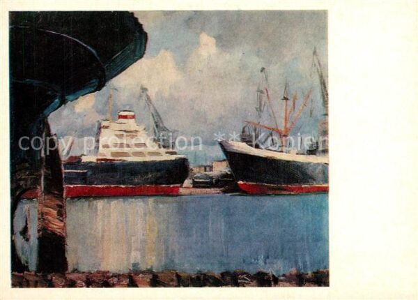 Kuenstlerkarte G.Manizer Hafen
