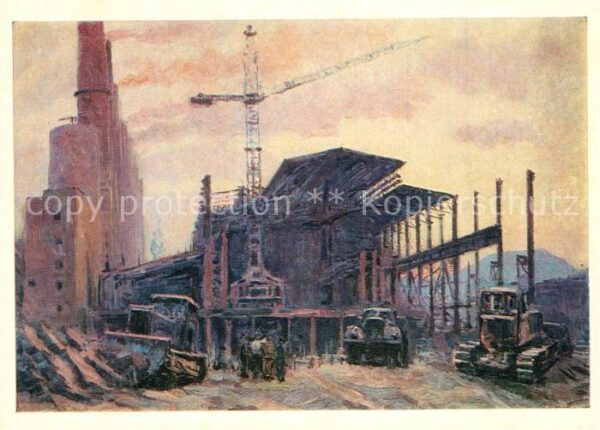 Kuenstlerkarte G.Manizer Neubau Baustelle