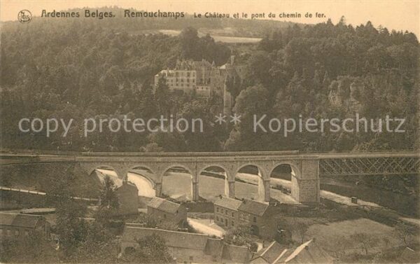 Remouchamps Liege Le Chateau et le pont du chemin de fer