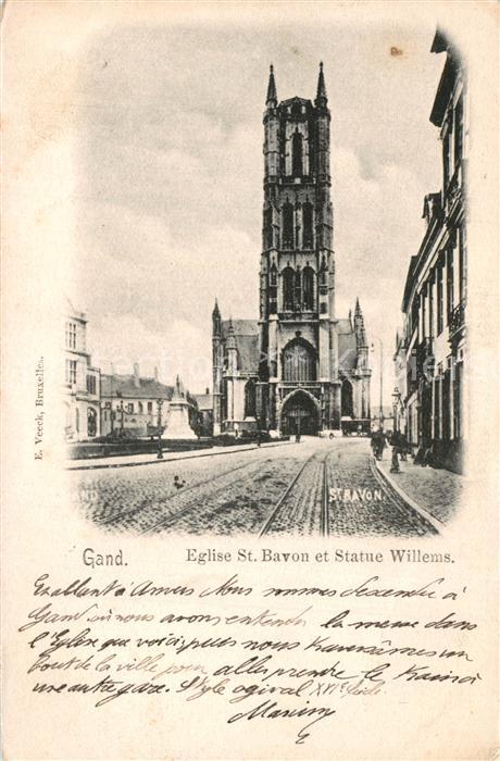 Gand Belgien Eglise St Bavon et Statue Willems