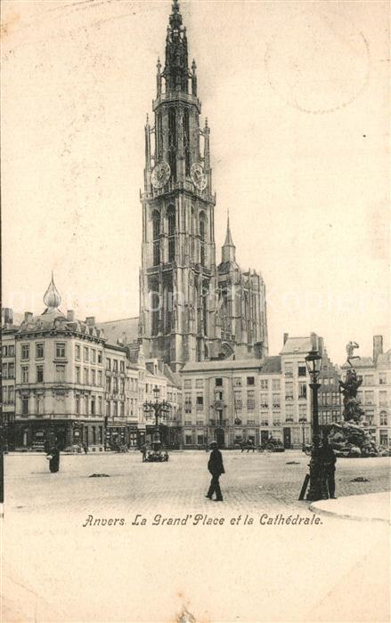 Anvers Antwerpen Le Grand Place et la Cathedrale