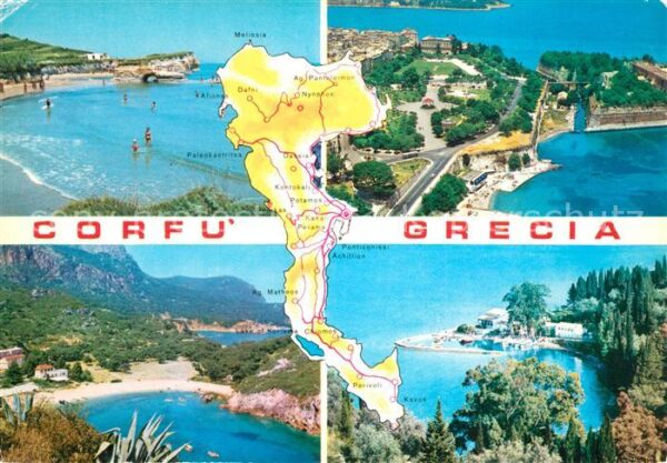 Corfu Korfu Küstenpanorama Strand Bucht Fliegeraufn