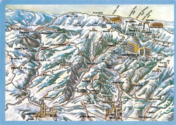 Spindleruv Mlyn Spindlermuehle Übersichtskarte Riesengebirge aus der V