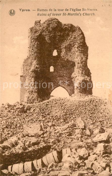 Ypern Ypres Ruines de la tour de L_Eglise St. Marti