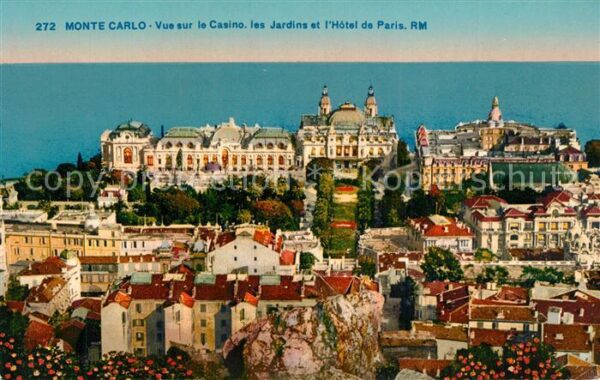 Monte-Carlo Vue sur le Casino les Jardins et l’Hote