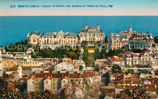 Monte-Carlo Vue sur le Casino les Jardins et l’Hote